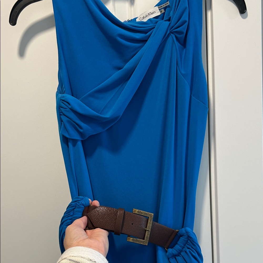 Calvin Klein Vibrant Blue Asymmetrical Dress